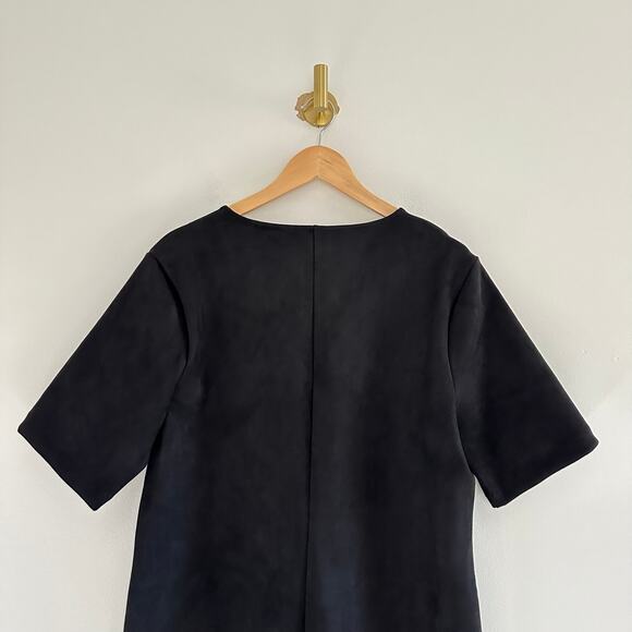 Spanx Faux Suede Column V-Neck Short Sleeve Dress Black XL - Picture 11 of 13
